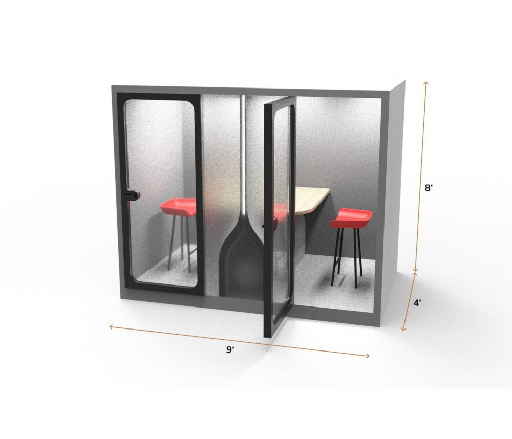 Ecoterra Acoustics® | Meeting Booth | Natural & Recycle Filler | Soundproofing Pod | Double Sitting 9’*4’*8’- Closed Door - Image 2